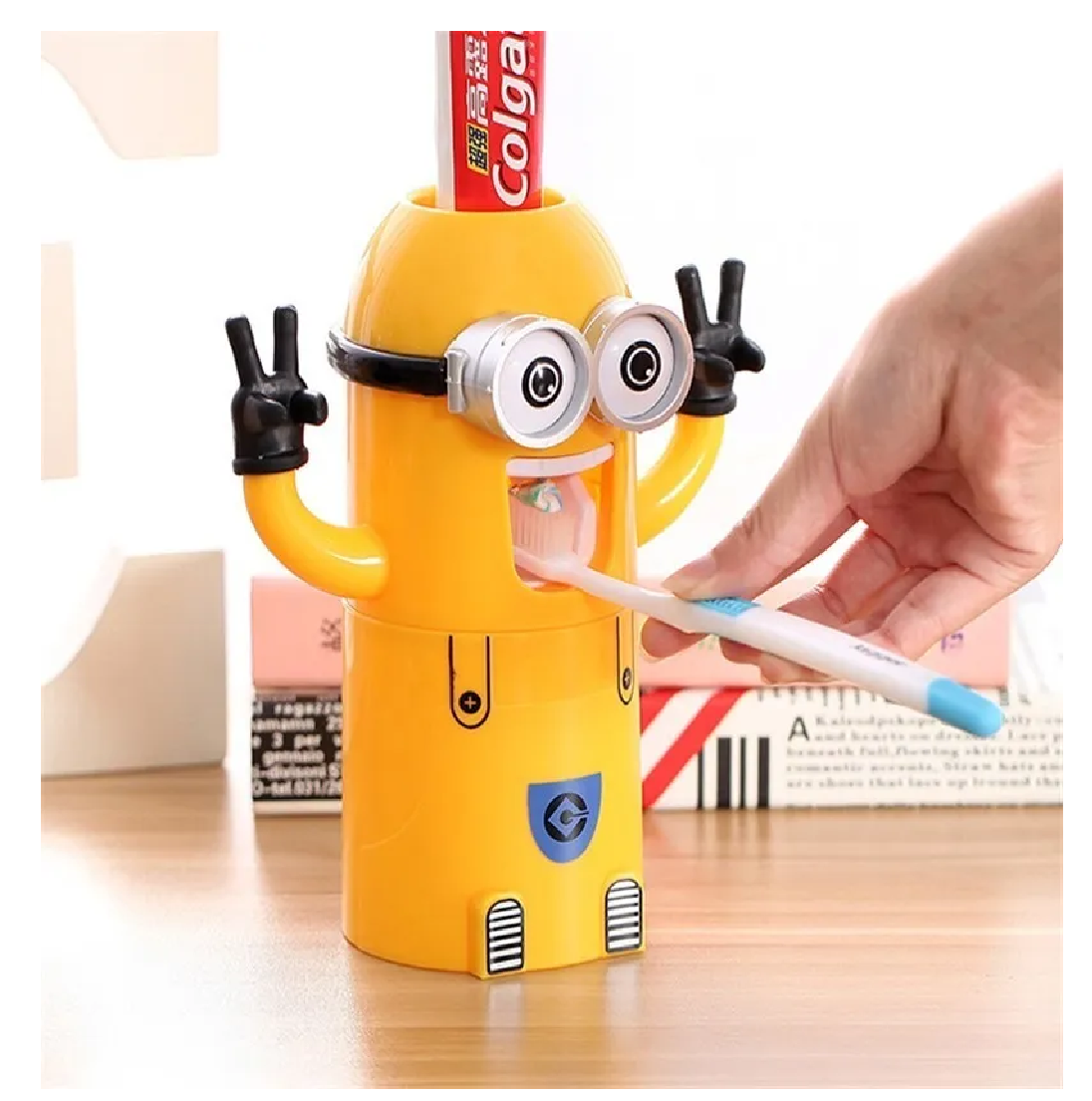 🪄NUEVO Dispensador de Crema Dental  con Porta Cepillos  Figura de Minions  para Niños